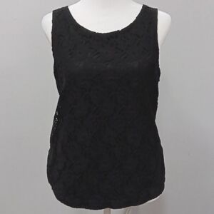 metaphor black medium tank lace rosette overlay
